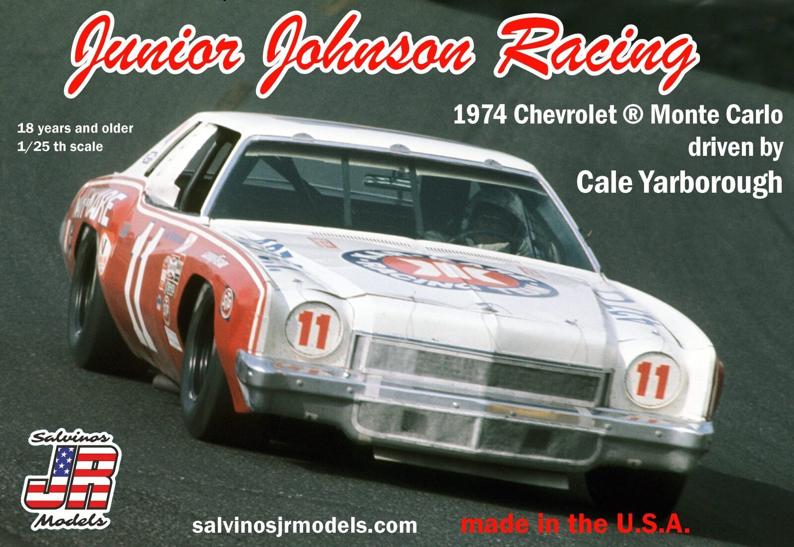 SJR-14213 Salvinos J R JJMC1974B 1/25 Junior Johnson Racing #11 Chevy 1974 Monte Carlo Plastic Model Kit Salvinos J R Models