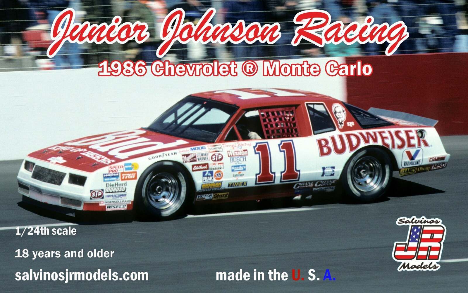 SJR-22623 Salvinos J R JJMC1986B 1/24 Junior Johnson 1986 Chevrolet Monte Carlo driven by Darrell Waltrip Salvinos J R Models