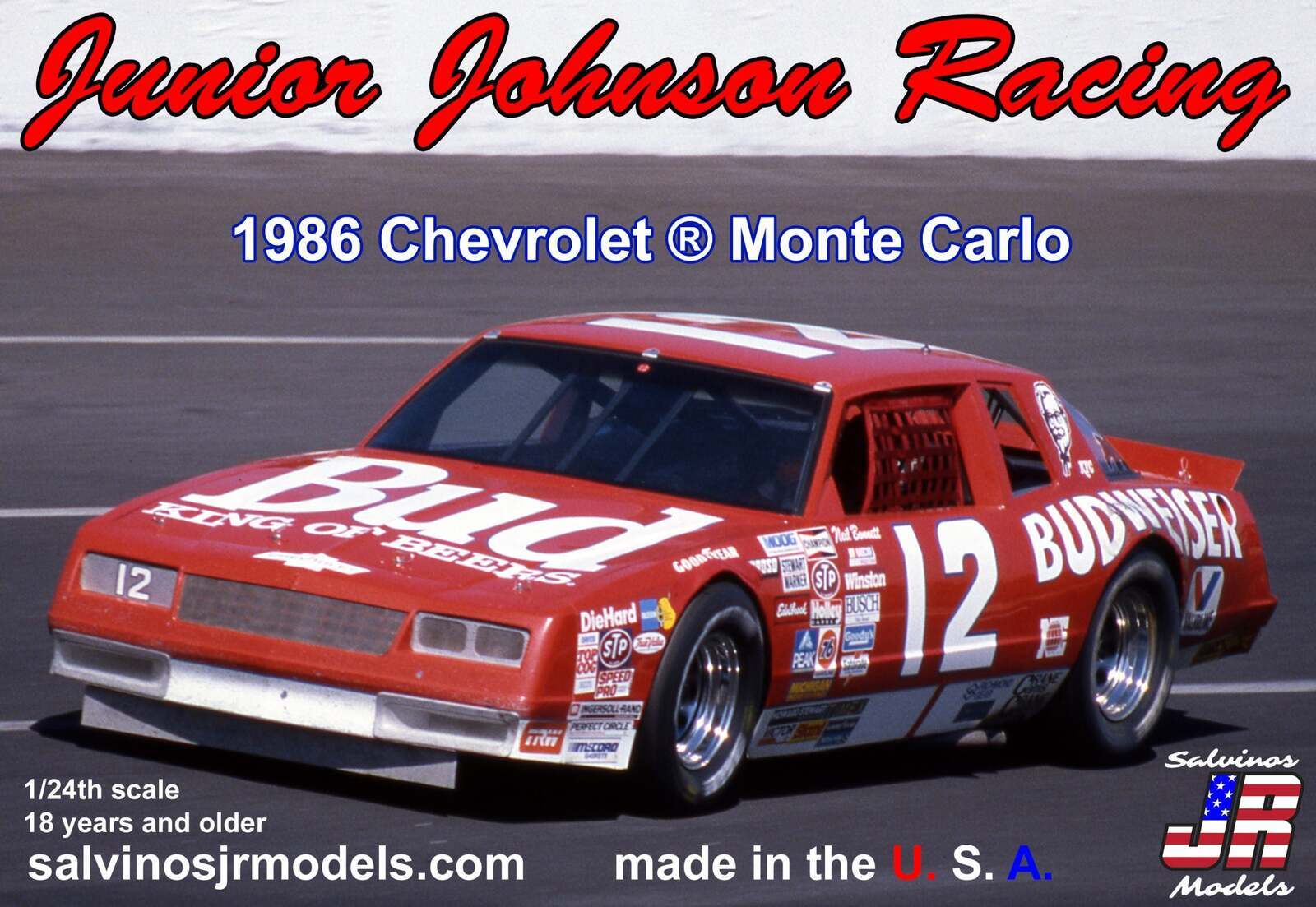 SJR-22624 Salvinos J R JJMC1986NB 1/24 Junior Johnson 1986 Chevrolet Monte Carlo driven by Neil Bonnet Salvinos J R Models