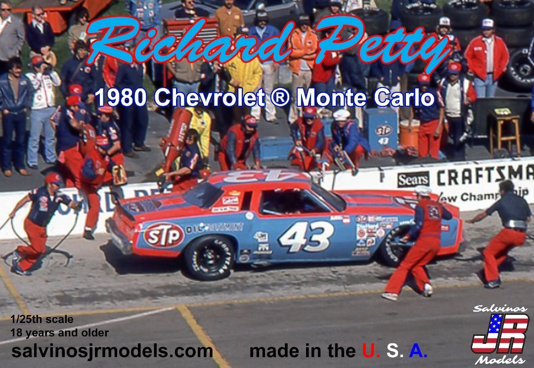 SJR-28015 Salvinos J R 1/25 Richard Petty Racing 1980 Chevrolet Monte Carlo Reverse Paint Plastic Model Kit Salvinos J R Models