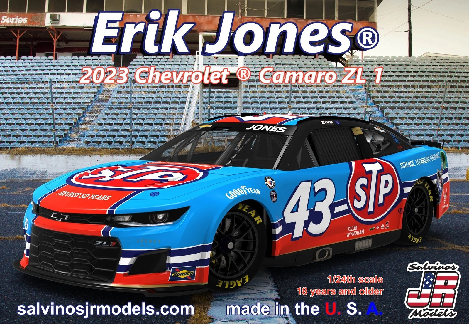 SJR-31250 Salvinos J R 1/24 Erik Jones No.43 STP 2023 NASCAR Next Gen Chevrolet Camaro Salvinos J R Models