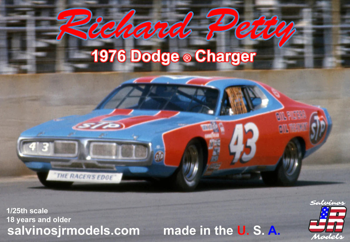 SJR-31254 Salvinos J R 1/24 Richard Petty 1976 Dodge Charger with Vinyl Wrap Decals Plastic Model Kit Salvinos J R Models