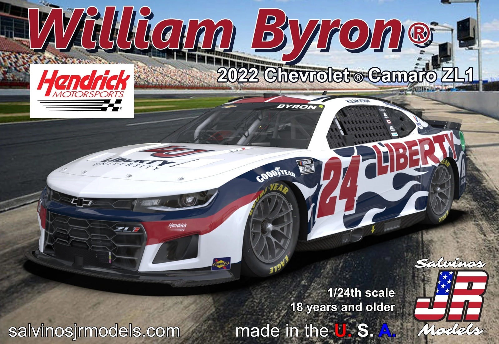 SJR-31610 Salvinos J R 1/24 Hendrick Motorsports William Byron 2022 Camaro-Liberty University Plastic Model Kit Salvinos J R Models