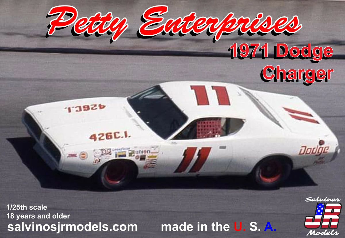 SJR-34088 Salvinos J R 1/24 Petty Enterprises 1971 Dodge Charger Flathood Plastic Model Kit Salvinos J R Models