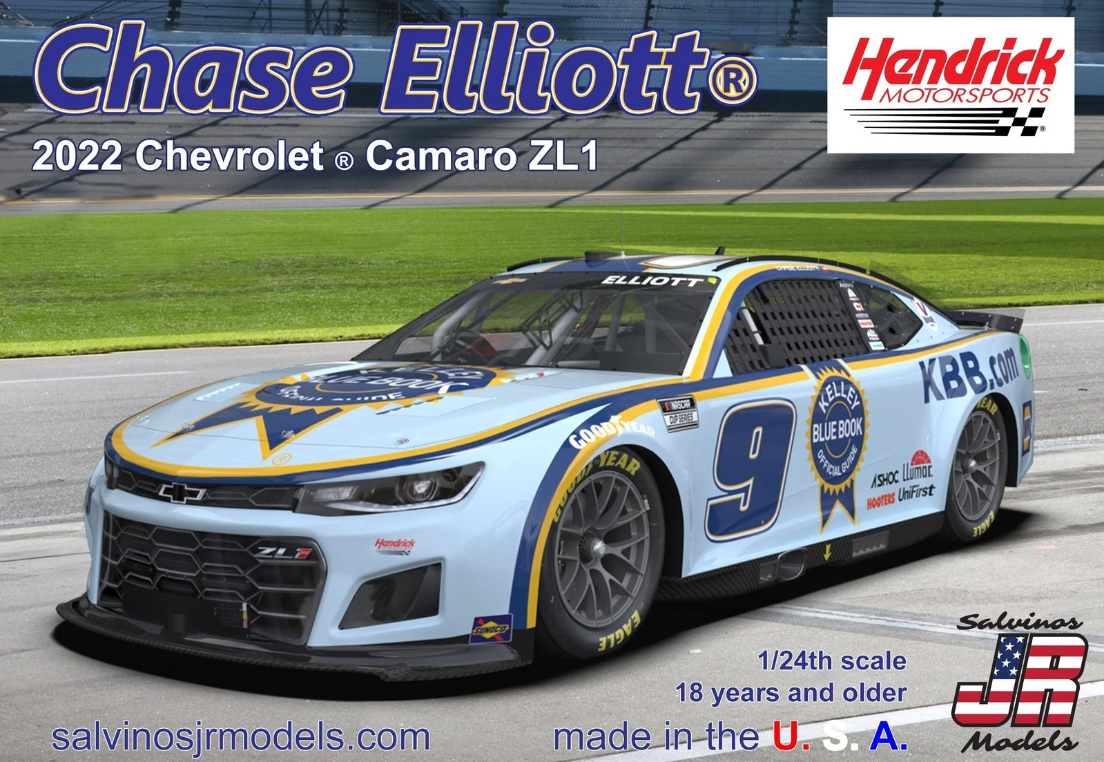 SJR-37469 Salvinos J R  1/24 Chase Elliot No.9 Kelly Blue Book 2022 Next Gen Chevrolet Camaro Hendrick Motorsports [37469] Salvinos J R Models