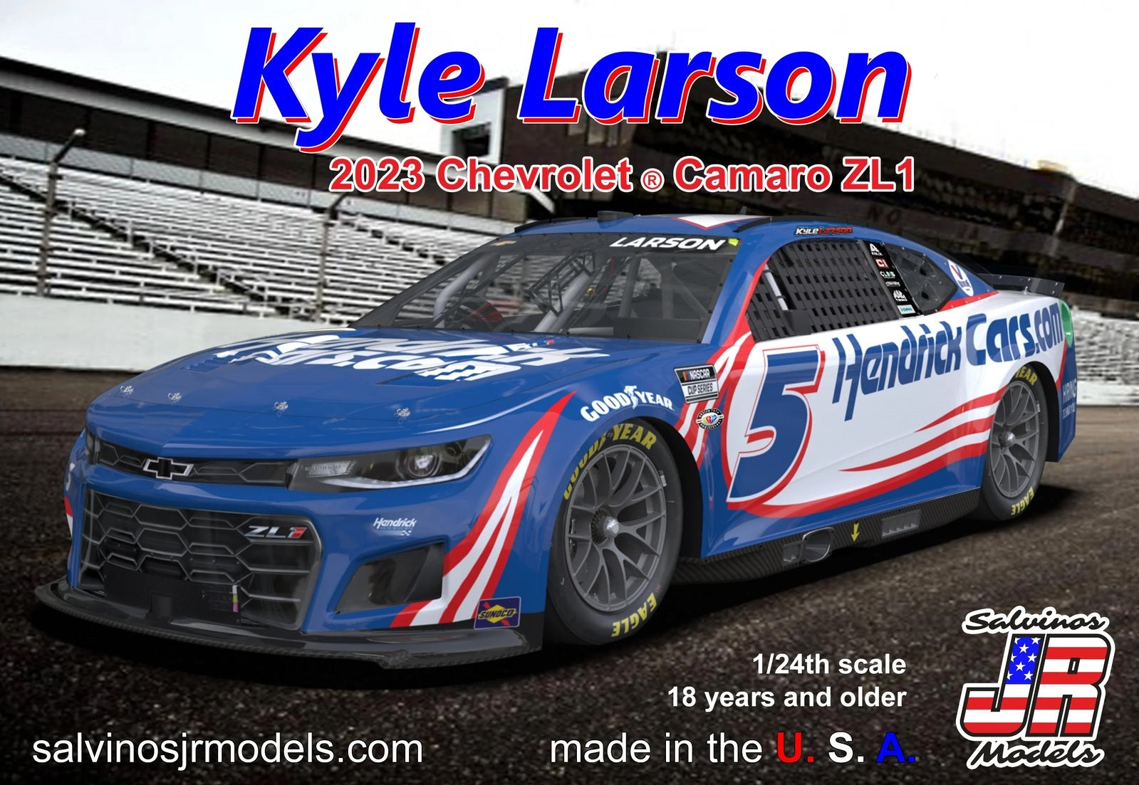 SJR-38239 Salvinos J R 1/24 2023 Kyle Larson Chevy Camaro - HendrickCars Primary Paint Scheme Plastic Model Kit Salvinos J R Models