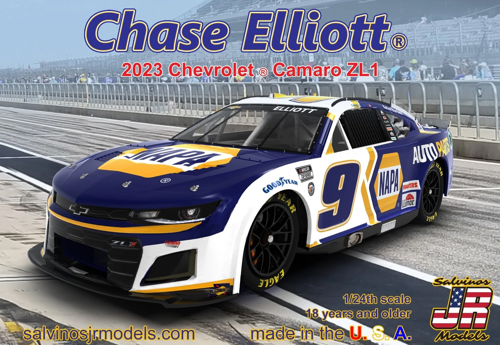 SJR-38240 Salvinos J R 1/24 2023 Chase Elliott Chevrolet Camaro - Primary Napa Paint Scheme Plastic Model Kit Salvinos J R Models