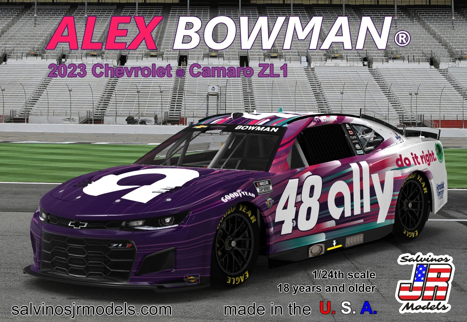 SJR-38801 Salvinos J R 1/24 Hendrick Motorsports Alex Bowman 2023 Camaro Primary Plastic Model Kit Salvinos J R Models