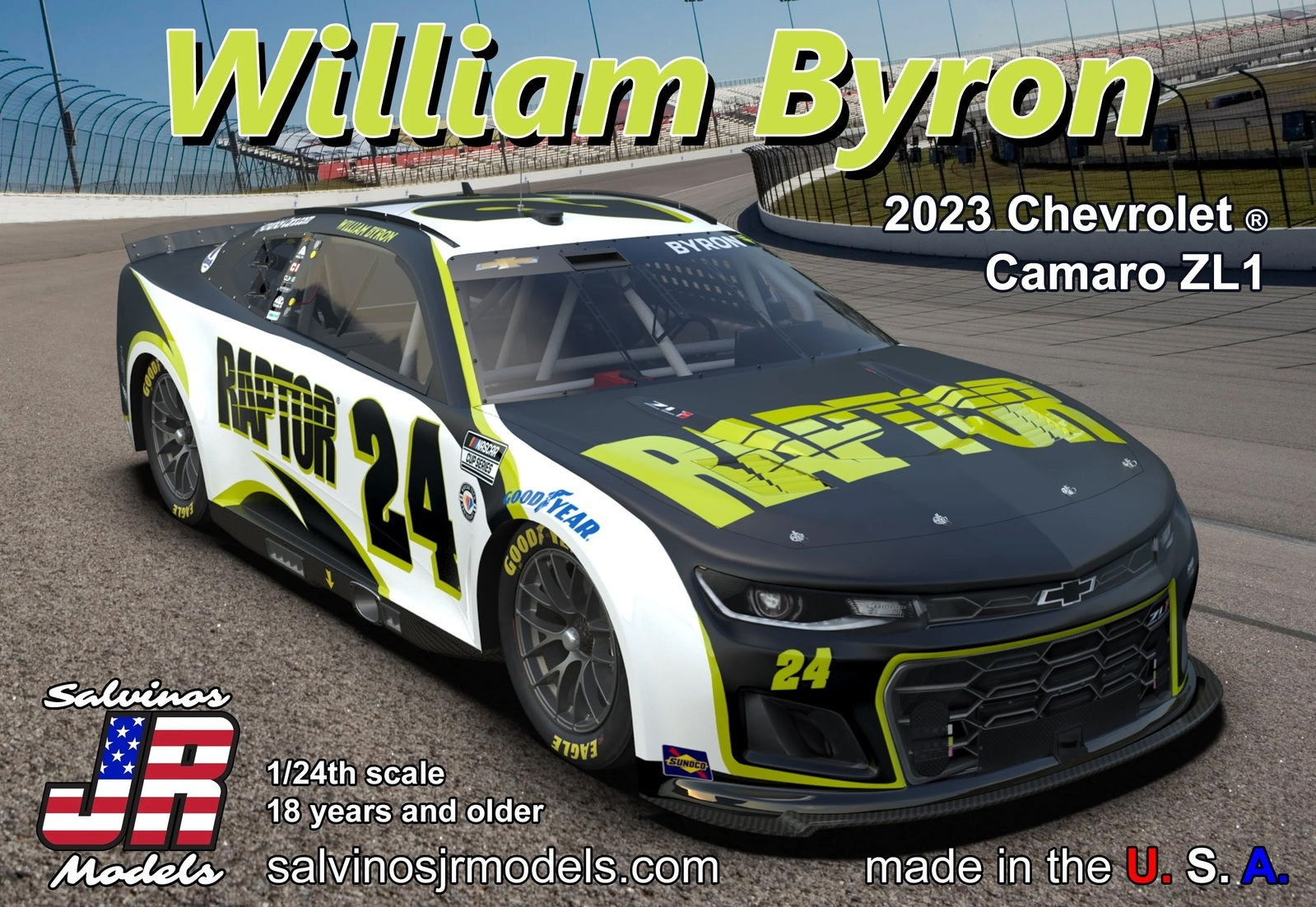 SJR-38802 Salvinos J R 1/24 William Byron 2023 Chevrolet Camaro ZL1 Next Gen Raptor No.24 Plastic Model Kit Salvinos J R Models