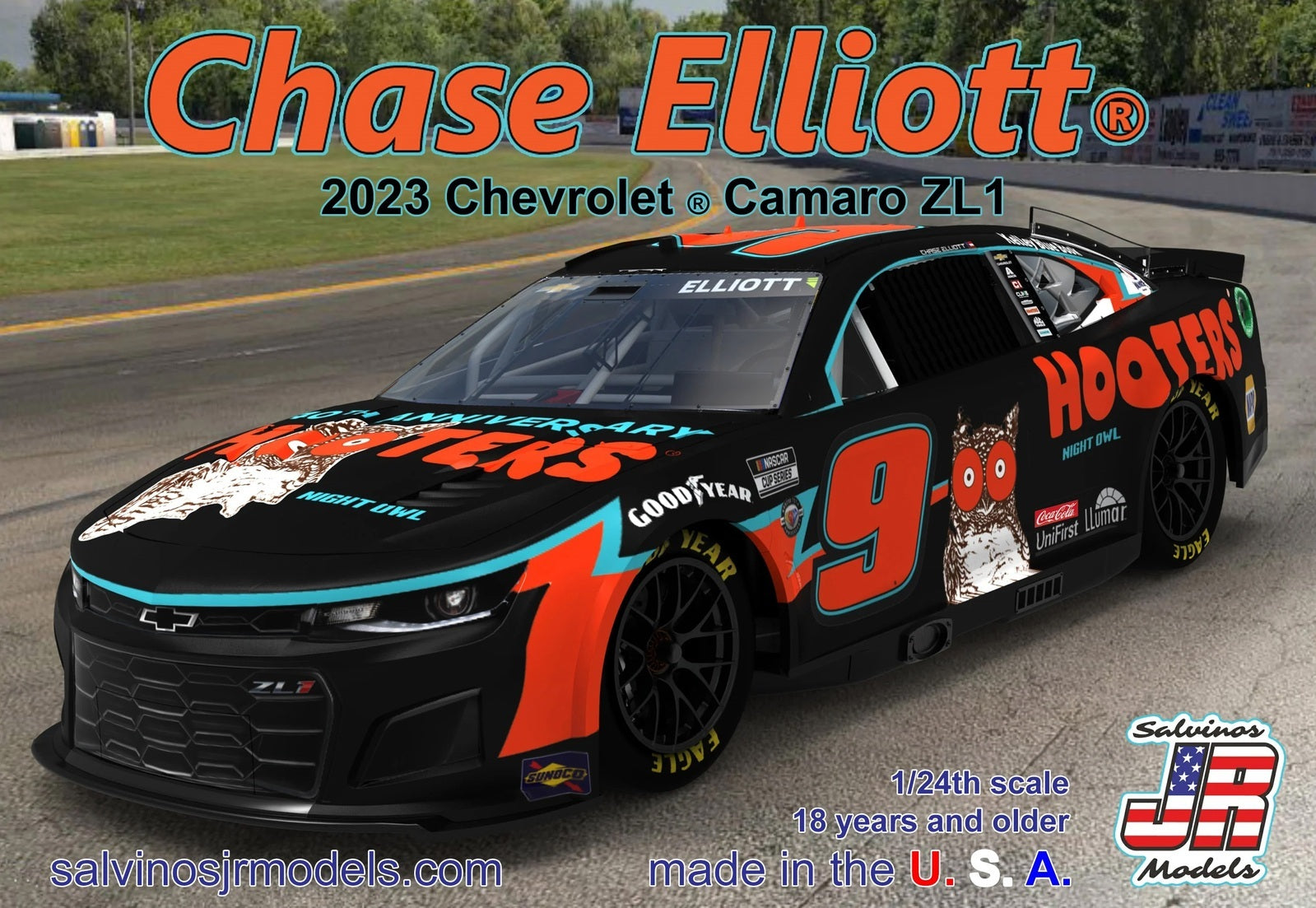 SJR-38804 Salvinos J R 1/24 Hendrick Motorsports Chase Elliott 2023 Camaro Hooters Plastic Model Kit Salvinos J R Models