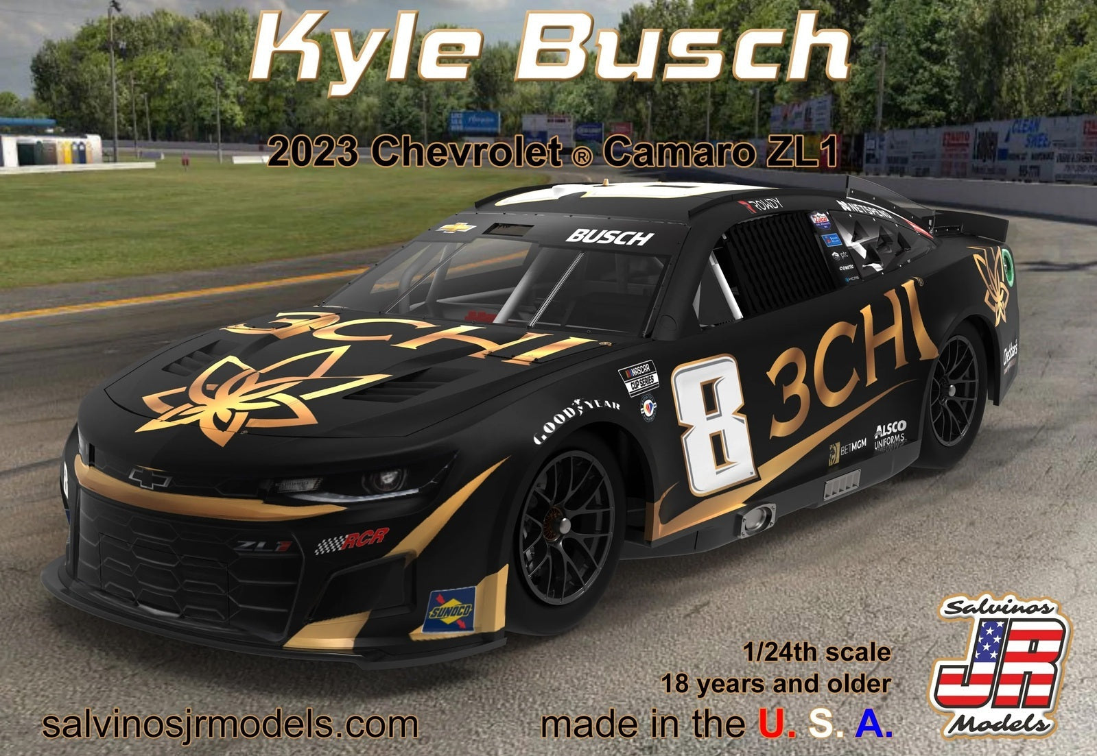 SJR-39172 Salvinos J R 1/24 Kyle Busch No.8 3CHI 2023 NEXT GEN Primary Chevrolet Camaro Richard Childress Racing Salvinos J R Models