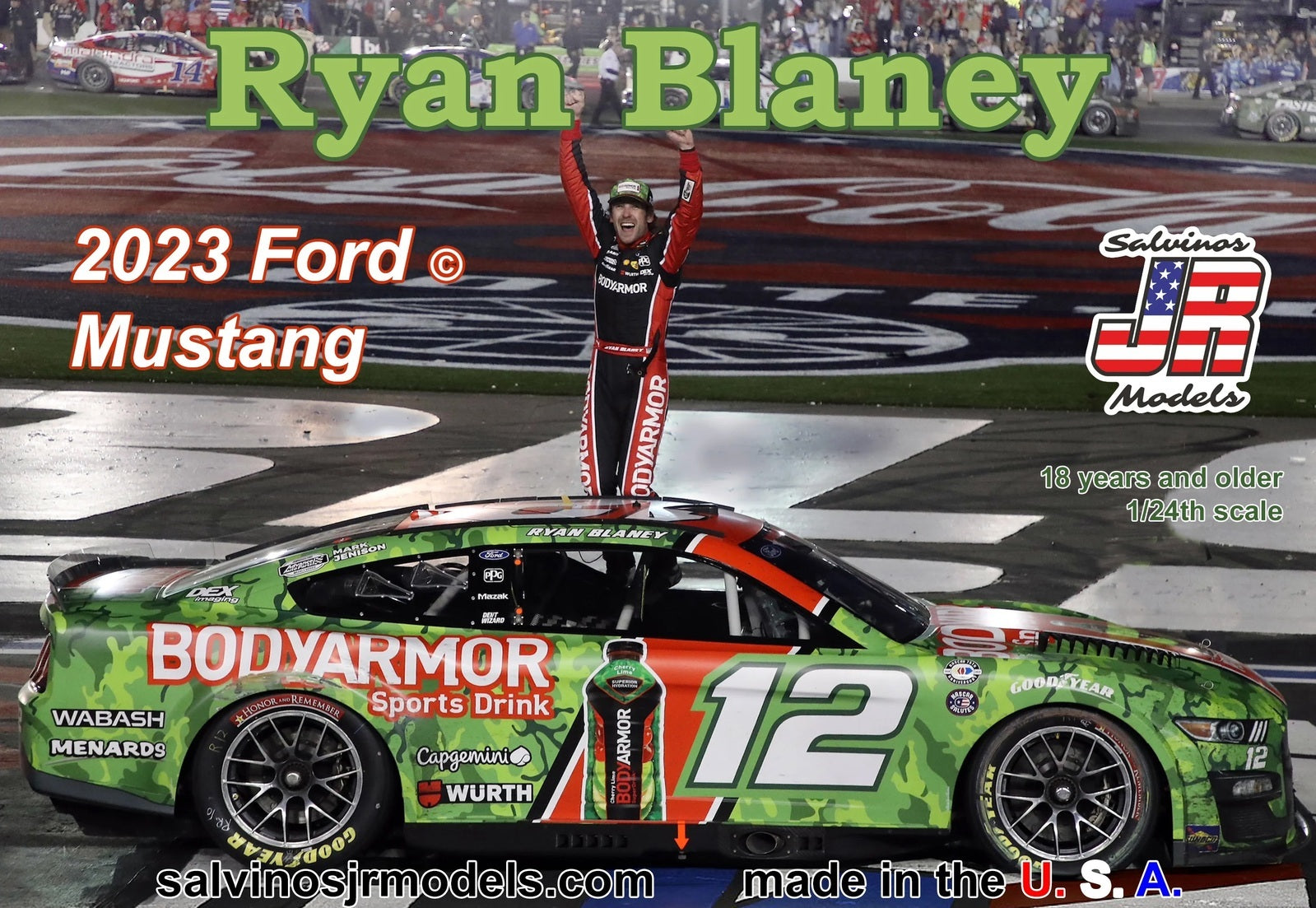 SJR-39176 Salvinos J R 1/24 Team Penske 2023 Ryan Blaney Ford Mustang "600 Winner" Plastic Model Kit Salvinos J R Models