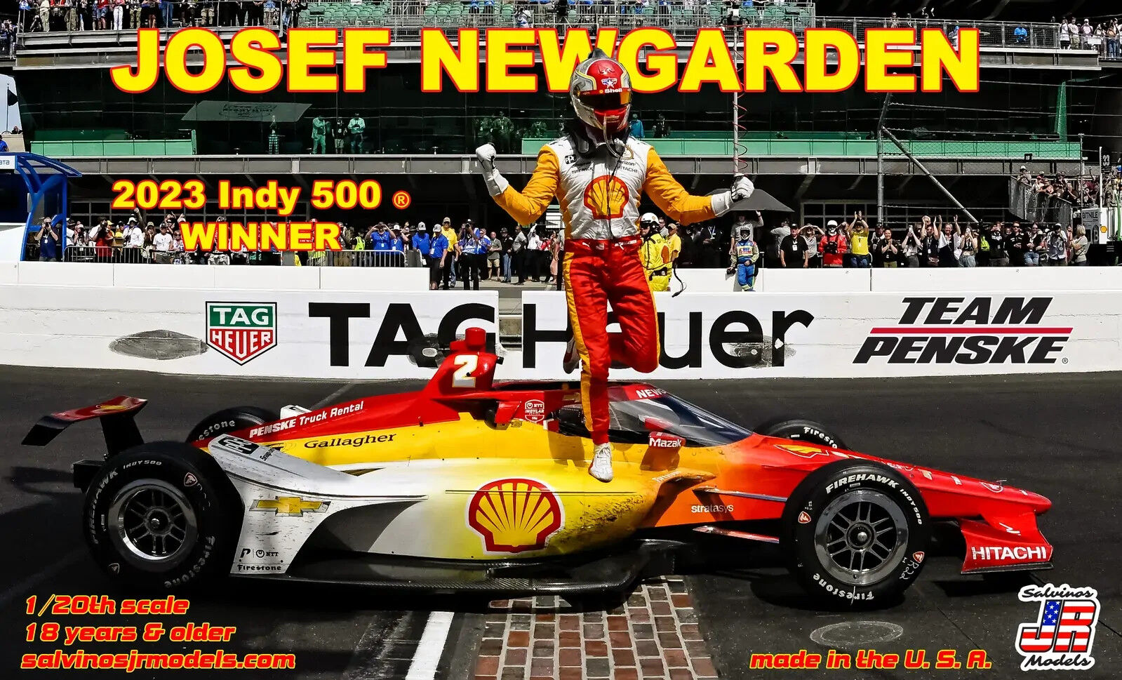 Salvinos J R 1/20 Penske Racing Josef Newgarden 2023 Indy 500 "Winner" Plastic Model Kit [PIMS2023JNI]