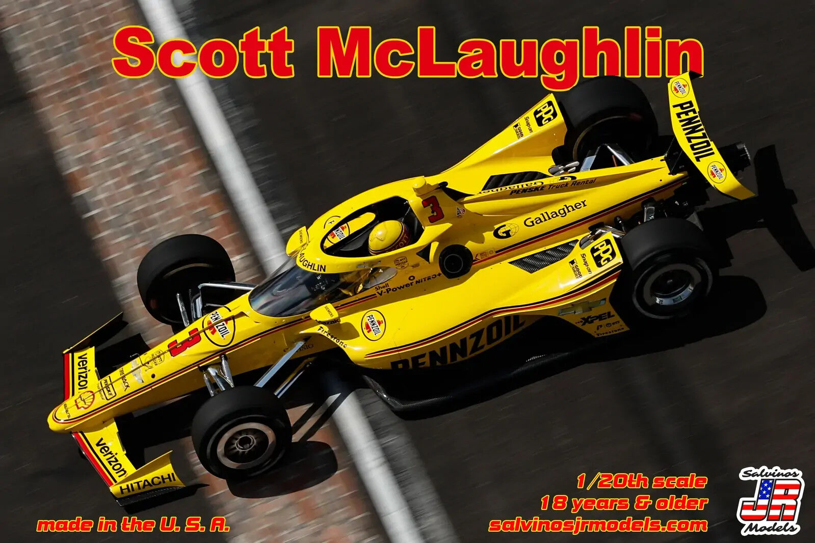 Salvinos J R 1/20 Team Penske Scott McLaughlin 2023 Indy 500 car Plastic Model Kit [GIMS2023SMI]