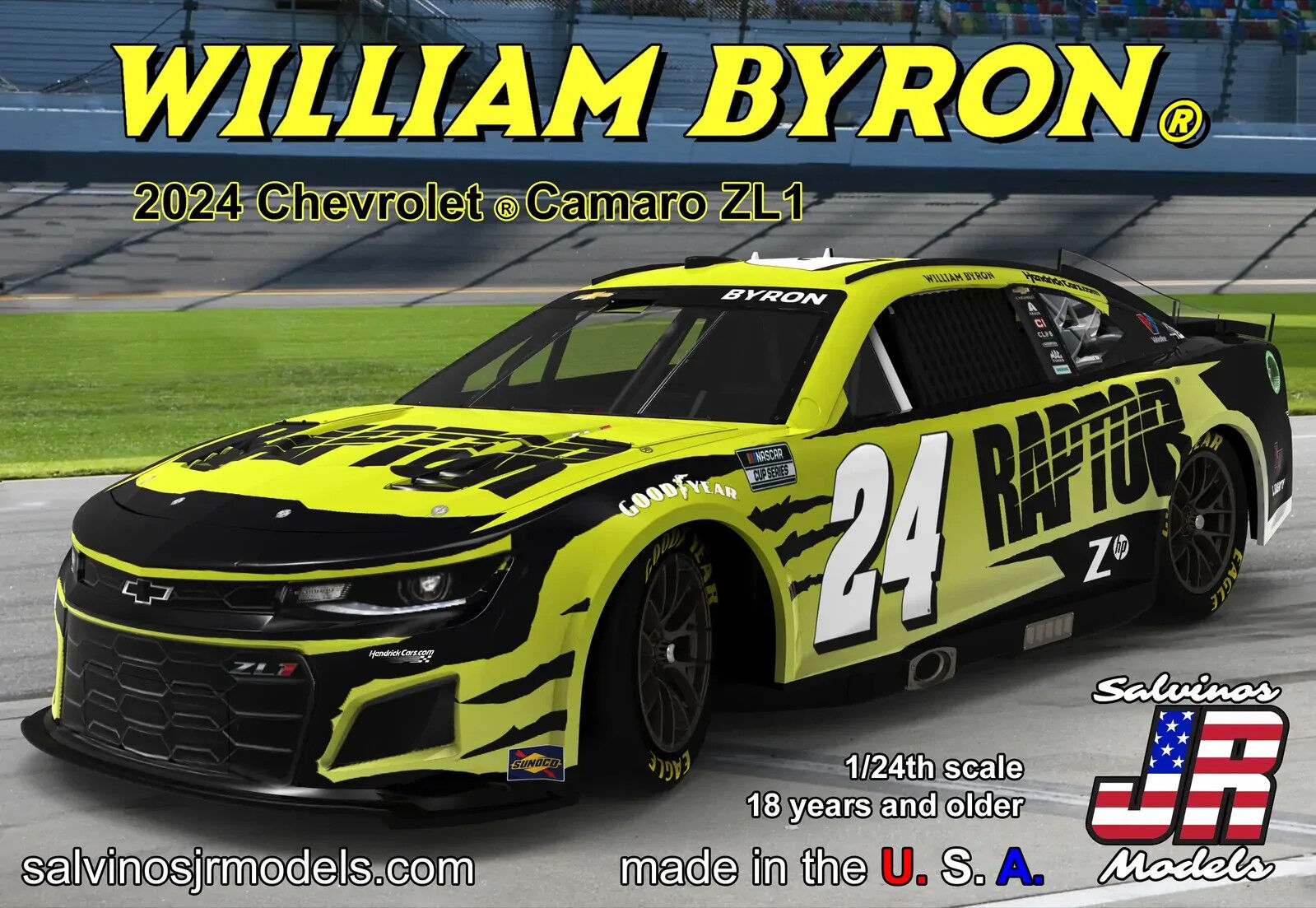 Salvinos J R 1/24 William Byron #24 2024 Raptor Scheme Plastic Model Kit [HMC2024WBP]