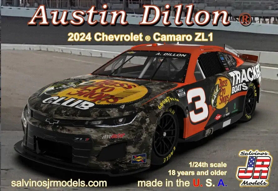 Salvinos J R 1/24 Richard Childress Racing 2024 Austin Dillon Camaro "Bass Pro Shops" Plastic Model Kit [RCC2024ADP]