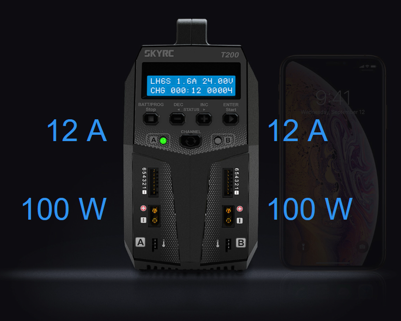 SK-100155 SKY RC T200 AC/DC 12A Dual output Charger Multi Chemistry Balance Sky Rc