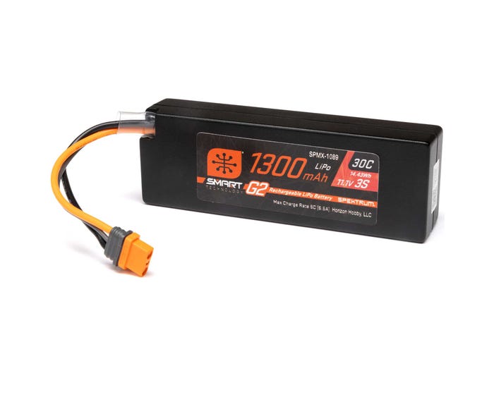 Spektrum 1300mAh 3S 11.1v 30C Smart G2 LiPo Battery with IC2 Connector, Grom BLX