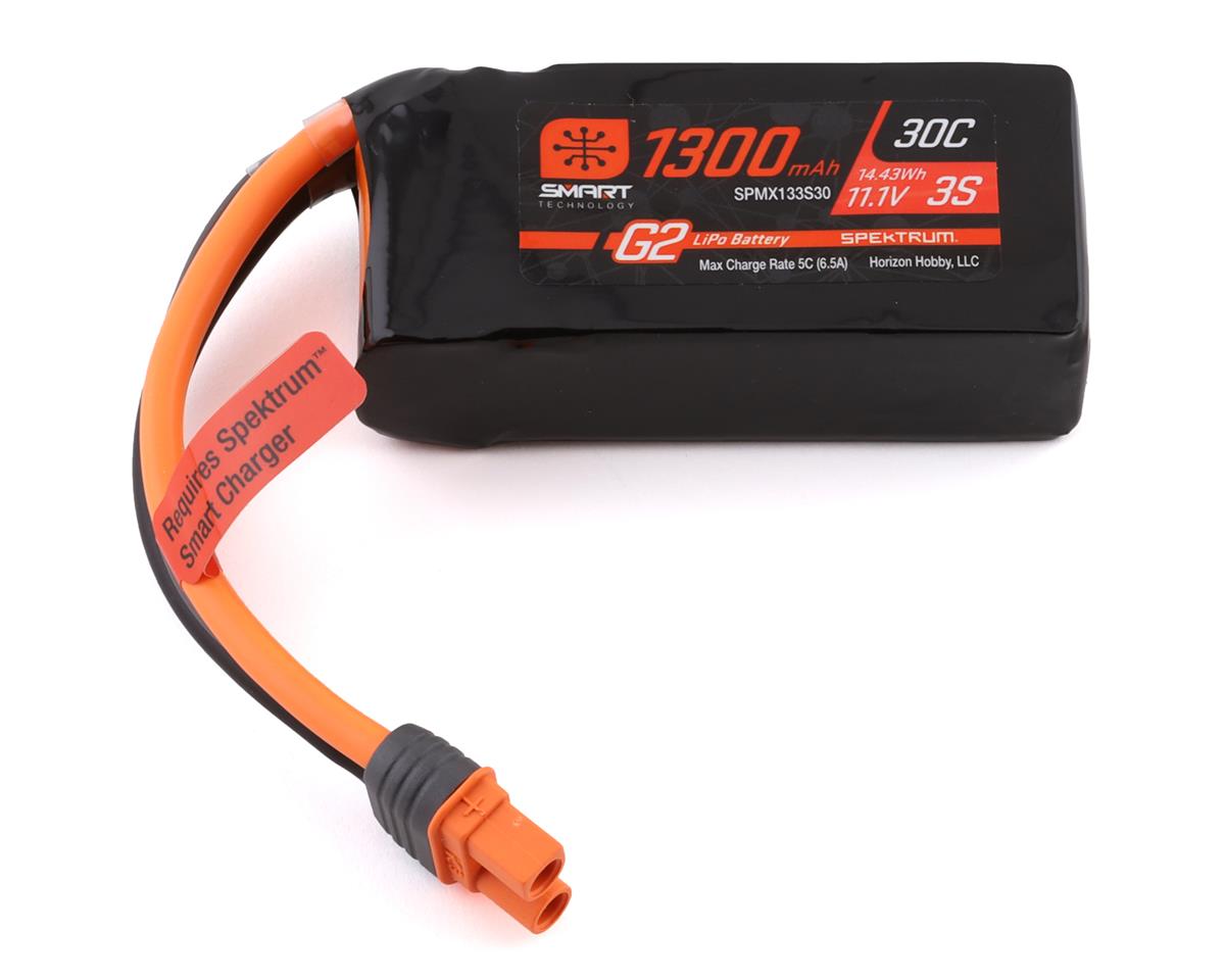 SPMX133S30 Spektrum 1300mAh 3S 11.1V 30c Smart G2 LiPo Battery with IC3 Connector Spektrum