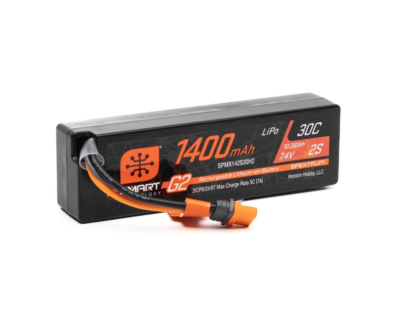 SPMX142S30H2 Spektrum 1400mah 2S 7.4v Smart G2 30C LiPo Battery with IC2 Connector