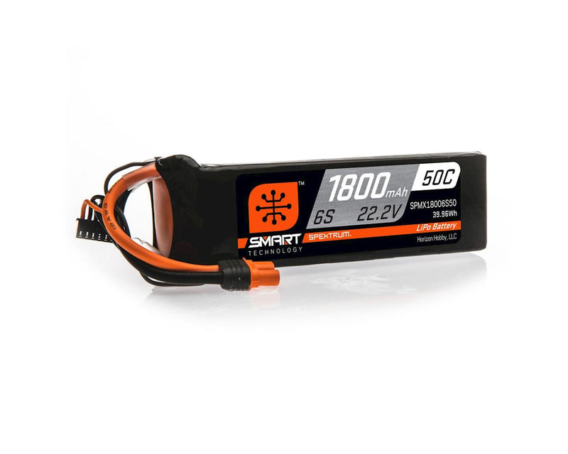 Spektrum 1800mah 6S 22.2v 50C Smart LiPo Battery with IC3 Connector