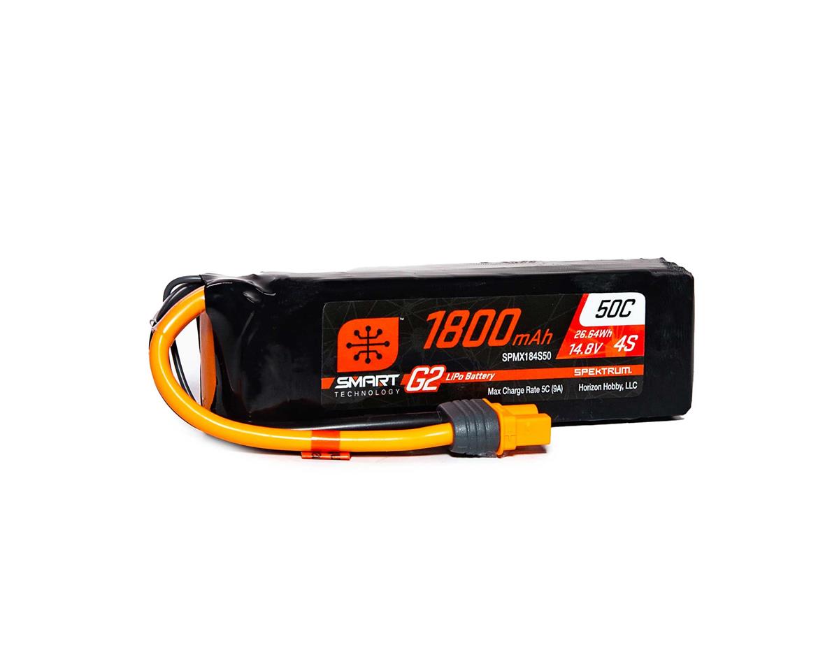 SPMX184S50 Spektrum 1800mah 4S 14.8V 50c Smart G2 Lipo Battery with IC3 Connector Spektrum