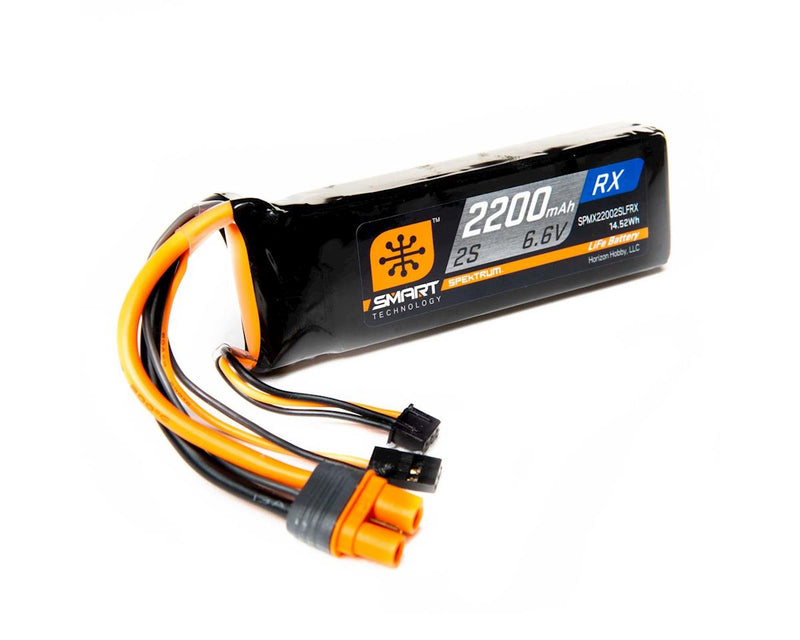 SPMX22002SLFRX Spektrum 2200mah 2S 6.6v Smart LiFe Receiver Battery with IC3 Connector