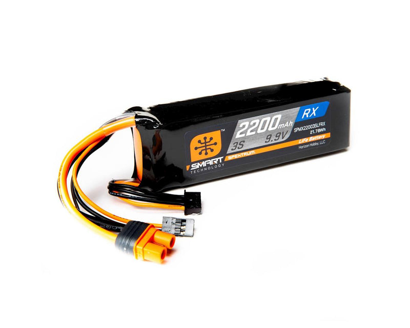 SPMX22003SLFRX Spektrum 2200mah 3S 9.9v Smart LiFe ECU Battery with IC3 Connector