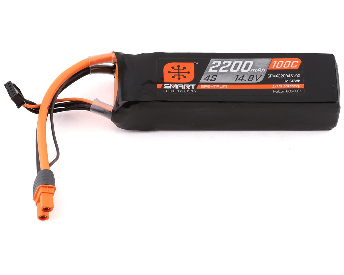 SPMX22004S100 Spektrum 2200mah 4S 14.8v 100C Smart LiPo Battery with IC3 Connector Spektrum