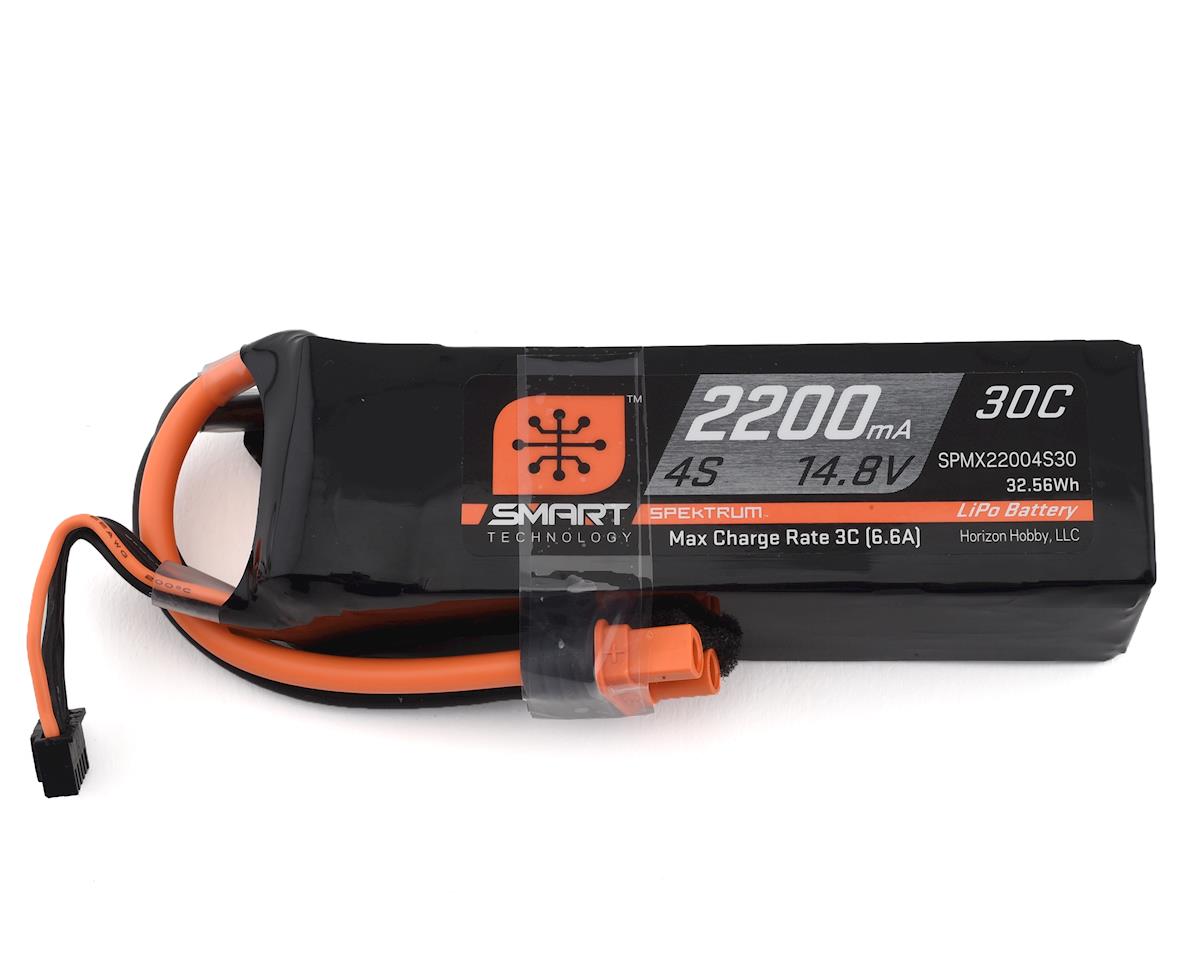 SPMX22004S30 Spektrum 2200mah 4S 14.8v 30C Smart LiPo Battery with IC3 Connector Spektrum