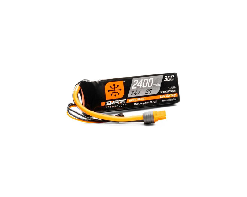 SPMX24002S30 Spektrum 2400mAh 2S 7.4V Smart G1 30C LiPo with IC3 Connector