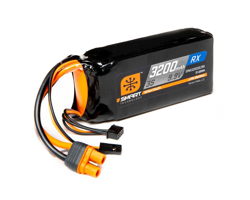 SPMX32003SLFRX Spektrum 3200mah 3S 9.9v Smart LiFe ECU Battery with IC3 Connector