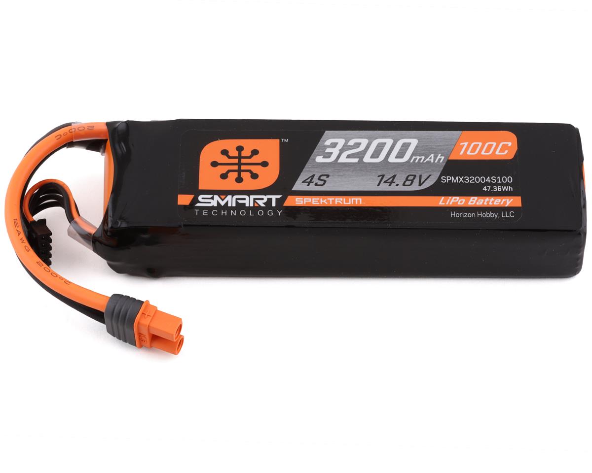 SPMX32004S100 Spektrum 3200mah 4S 14.8v 100C Smart LiPo Battery with IC3 Connector Spektrum