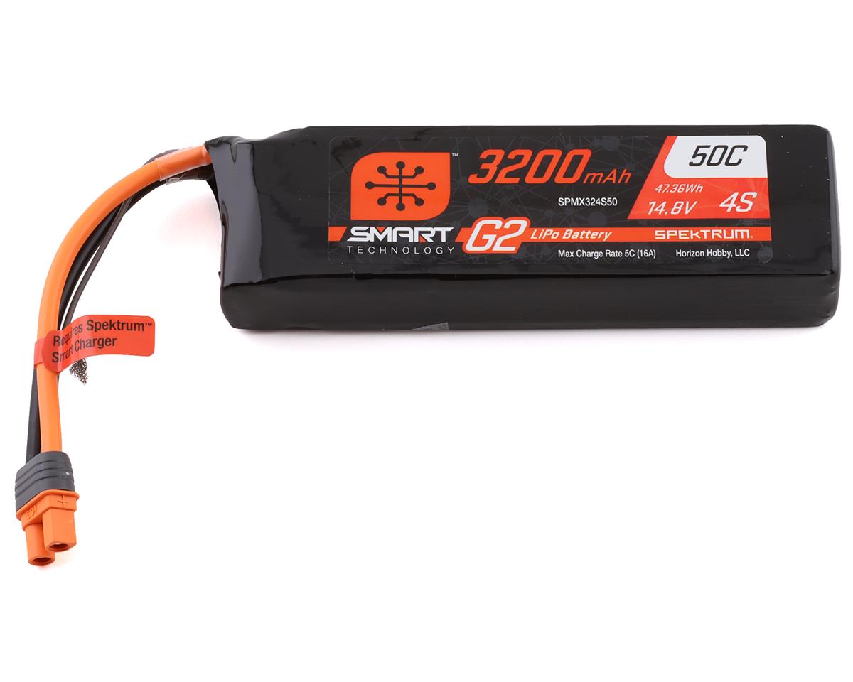 SPMX324S50 Spektrum 3200mAh 4S 14.8V 50c Smart G2 LiPo Battery with IC3 Connector Spektrum
