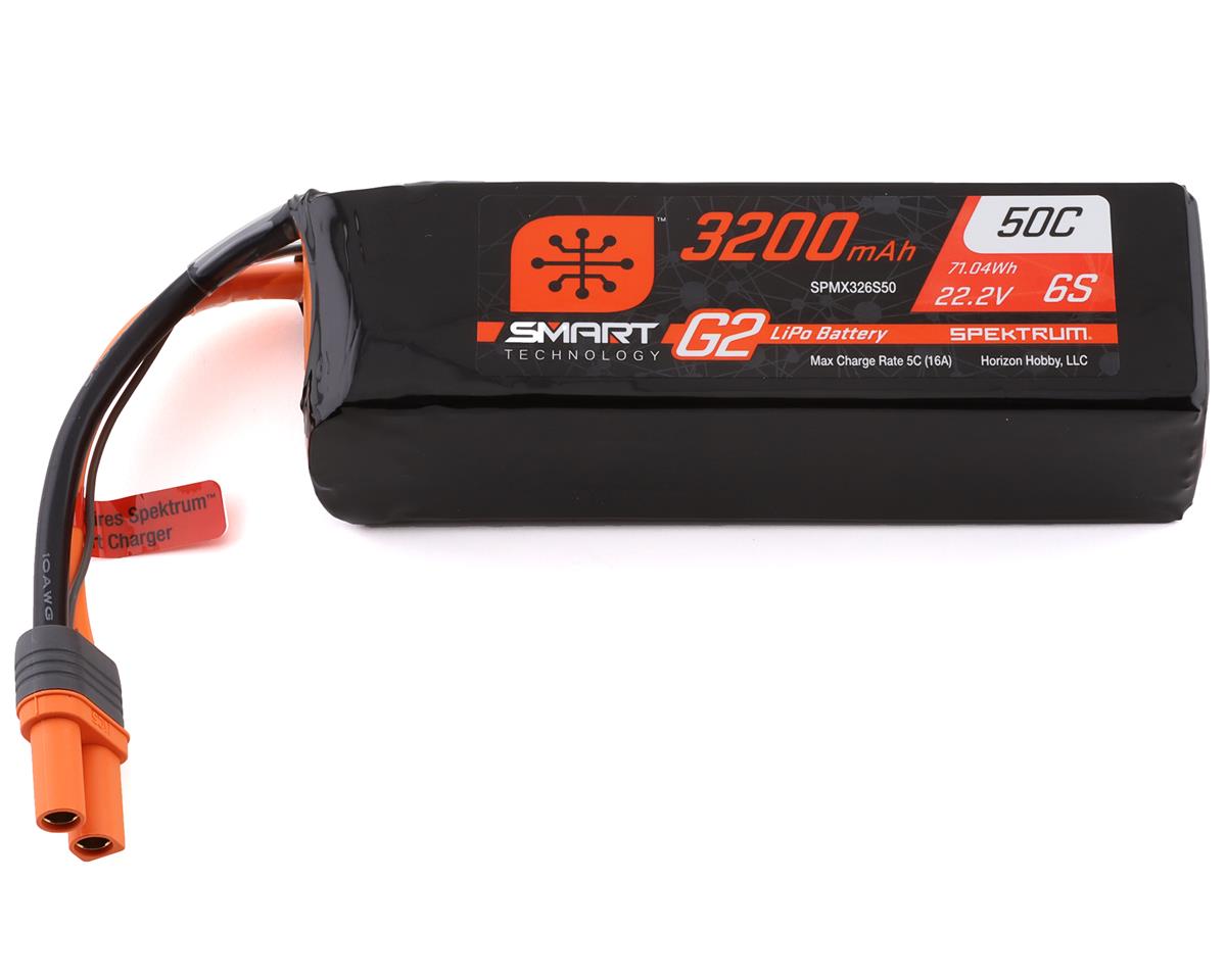 SPMX326S50 Spektrum 3200mAh 6S 22.2V 50c Smart G2 LiPo Battery with IC5 Connector Spektrum