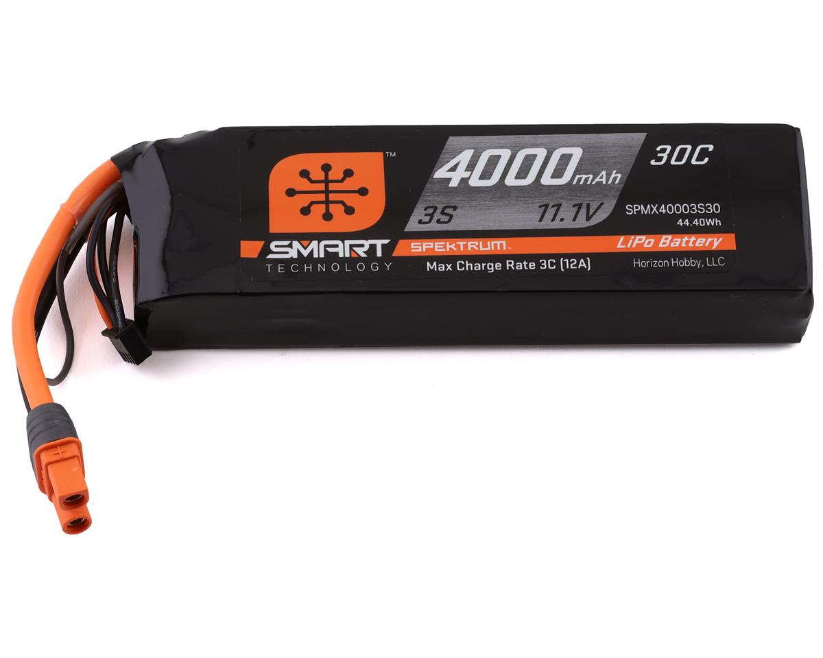 SPMX40003S30 Spektrum 4000mah 3S 11.1v 30C Smart LiPo Battery with IC3 Connector Spektrum