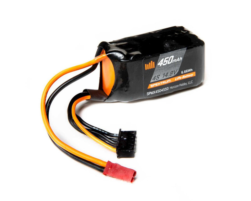SPMX4504S50 Spektrum 450mah 4S 14.8v 50C Smart LiPo Battery with JST Connector