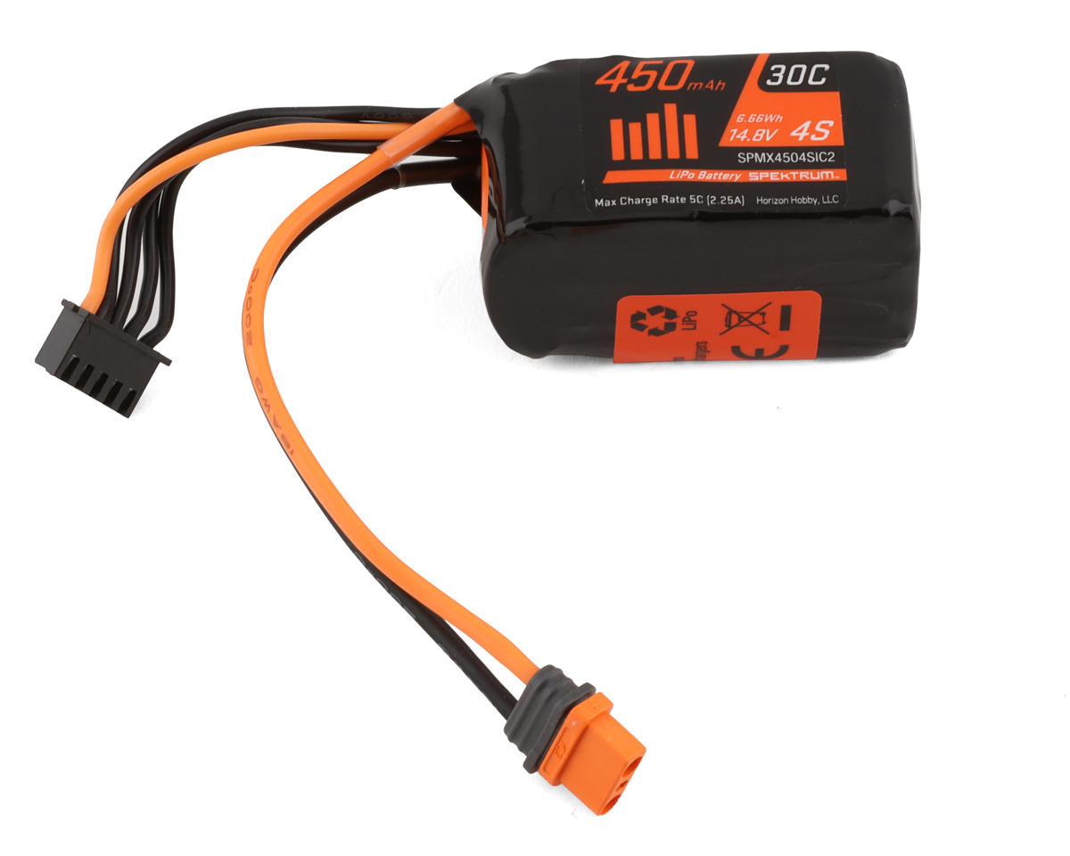 SPMX4504SIC2 Spektrum 450mah 4S 14.8v 30c Smart G2 LiPo Battery with IC2 Connector Spektrum