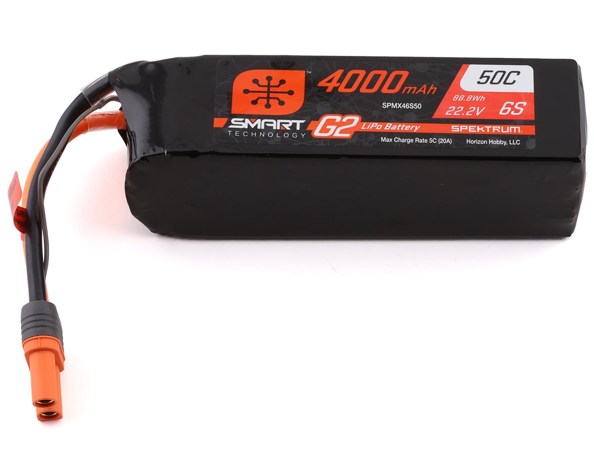 SPMX46S50 Spektrum 4000mAh 6S 22.2V 50c Smart G2 LiPo Battery with IC5 Connector Spektrum
