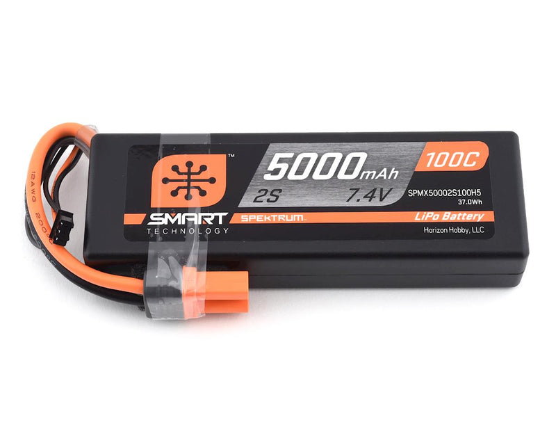 SPMX50002S100H5 Spektrum 5000mah 2S 7.4v 100C Smart Hard Case LiPo Battery with IC5 Connector