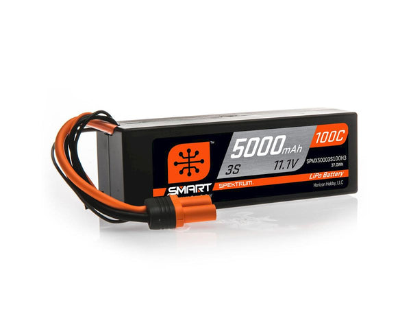 SPMX50003S100H3 Spektrum 5000mah 3S 11.1v 100C Smart Hard Case LiPo Battery with IC3 Connector