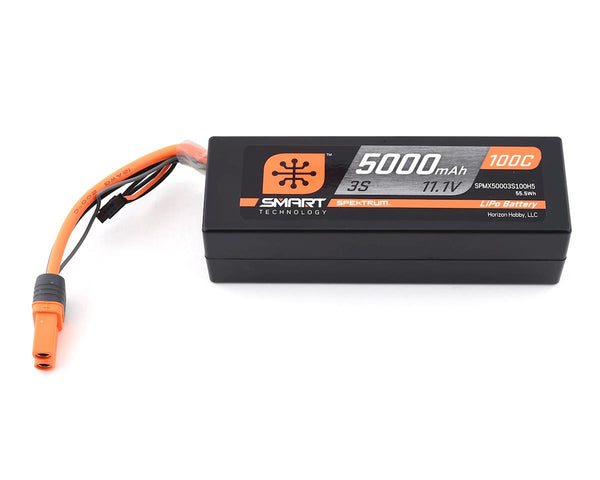 SPMX50003S100H5 Spektrum 5000mah 3S 11.1v 100C Smart Hard Case LiPo Battery with IC5 Connector