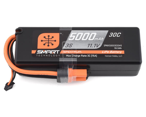 SPMX50003S30H5 Spektrum 5000mah 3S 11.1v 30C Smart Hard Case LiPo Battery with IC5 Connector