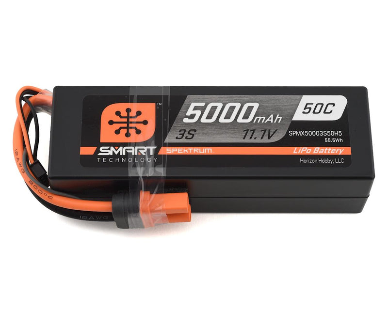 Spektrum 5000mah 3S 11.1v 50C Smart Hard Case LiPo Battery with IC5 Connector