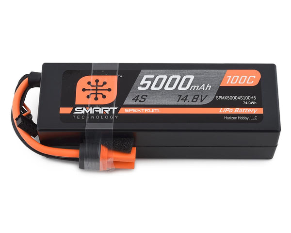 Spektrum 5000mah 4S 14.8v 100C Smart Hard Case LiPo Battery with IC5 Connector