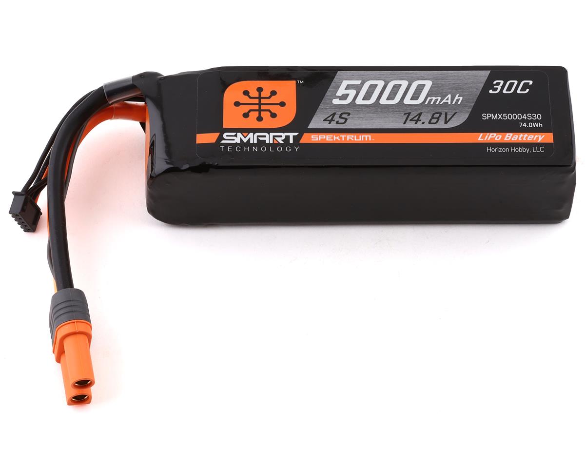 SPMX50004S30 Spektrum 5000mah 4S 14.8v 30C Smart LiPo Battery with IC5 Connector Spektrum