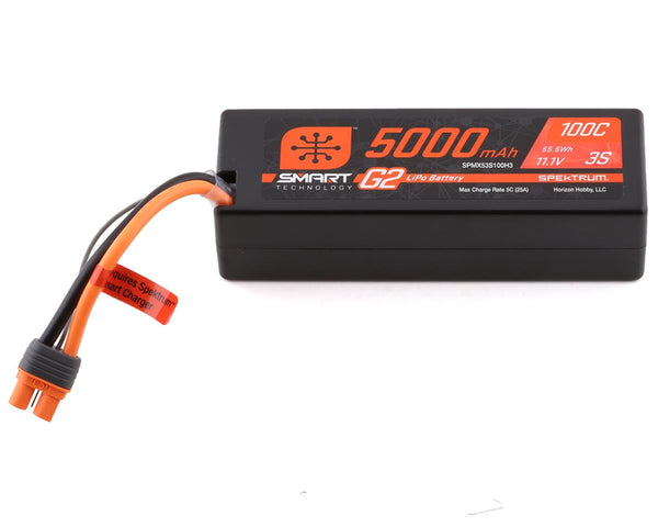 Spektrum 5000mAh 3S 11.1V 100C Smart G2 Hard Case LiPo Battery with IC3 Connector