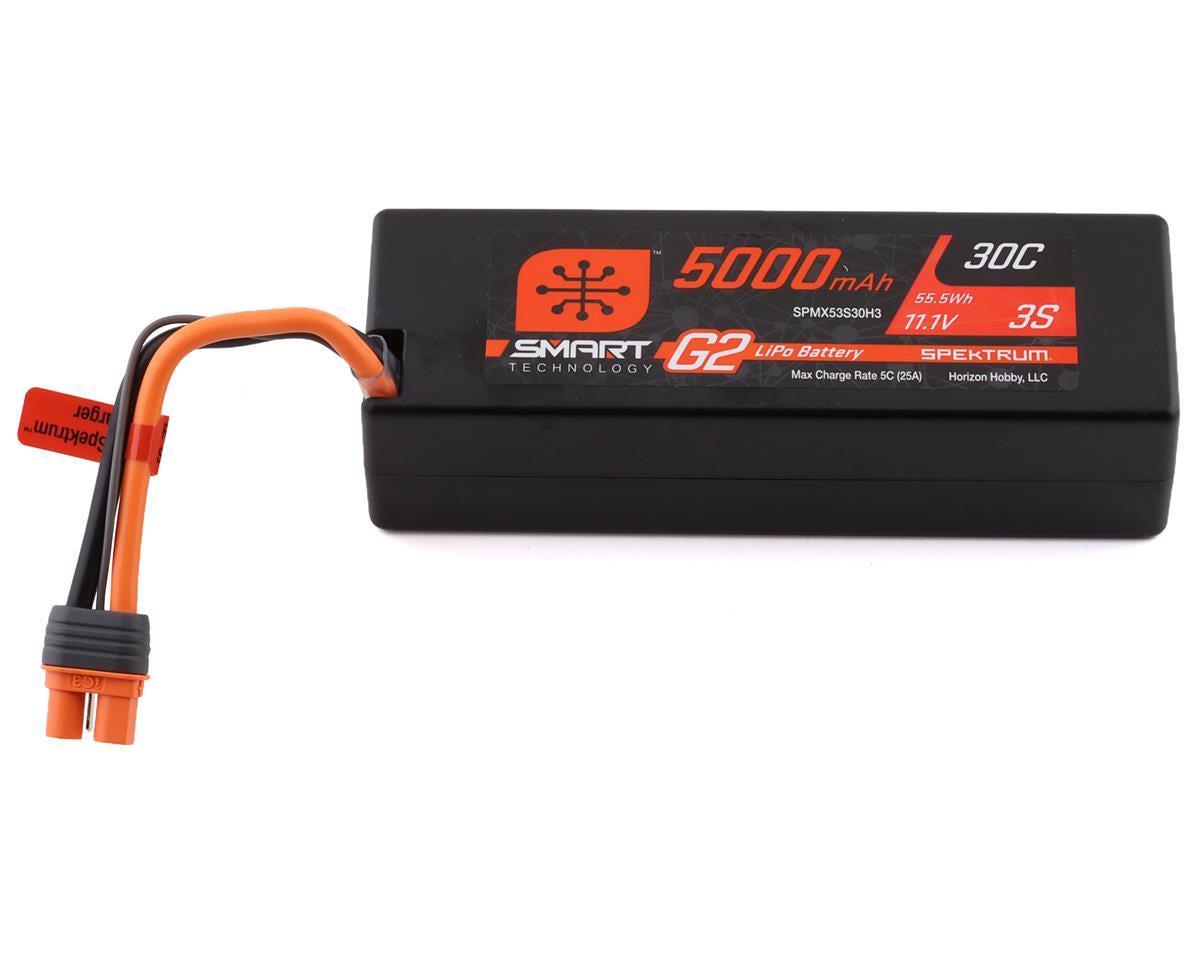 SPMX53S30H3 Spektrum 5000mAh 3S 11.1V 30c Smart G2 Hard Case LiPo Battery with IC3 Connector Spektrum