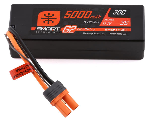 Spektrum 5000mAh 3S 11.1V 30c Smart G2 Hard Case LiPo Battery with IC5 Connector