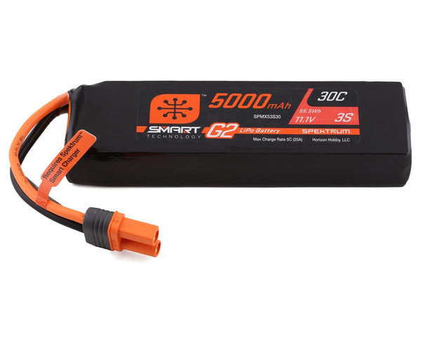 Spektrum 5000mAh 3S 11.1V 30c Smart G2 LiPo Battery with IC5 Connector